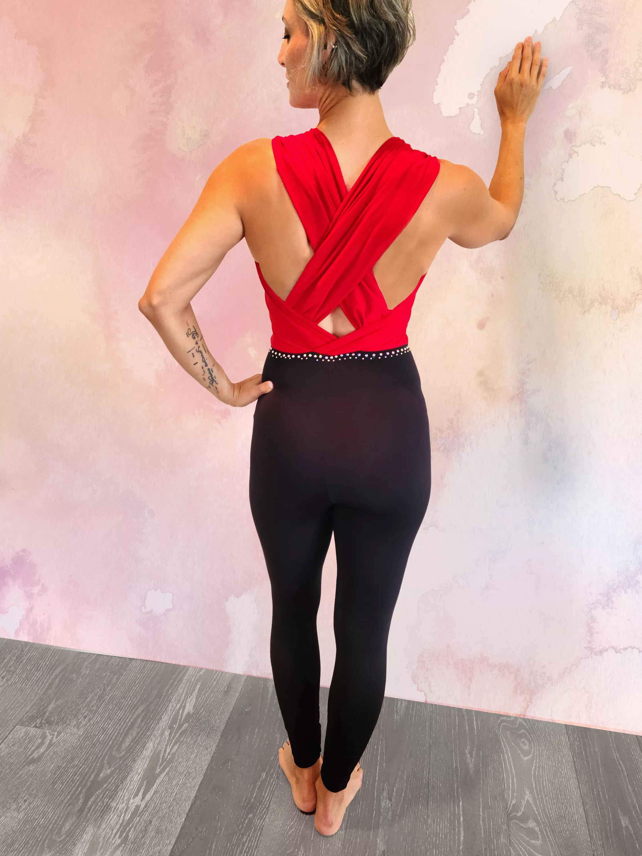 Red jumpsuit top - back