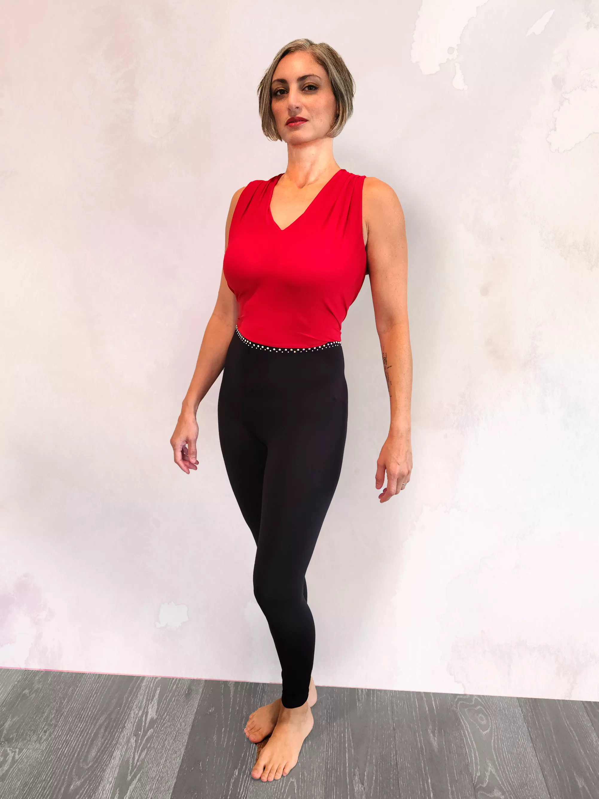 Red jumpsuit top - front